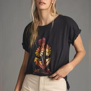 NWT Lane Lloyd Anthropologie We Are Everywhere Graphic Oversized Tee Womens XS